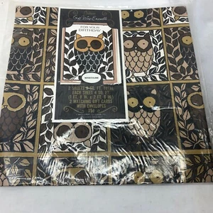 Vintage WRAPPING PAPER GIFT WRAP Owl Birthday 1970's - Picture 1 of 7