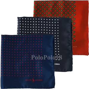 Polo Ralph Lauren Silk Pocket Square Dot Handkerchief Italy Made - Picture 1 of 18