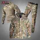 Mens Camouflage Hooded Fleece Jackets+Shirts+Pants Suits Outdoor Hunting Clothes