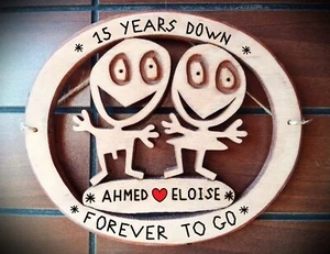 15th wedding anniversary gift personalized husband wife names 15 years together - Picture 1 of 2