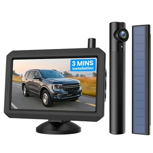 AUTO-VOX Solar Kabellos Rückfahrkamera Einparkhilfe +5" HD Monitor +Solarpanel - Bild 1 von 10