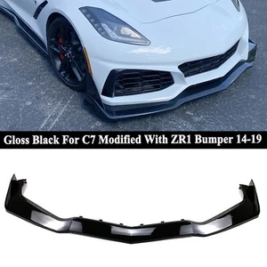 For Corvette C7 14-19 Modified W/ ZR1 Bumper Conversion Front Lip Splitter Gloss - Picture 1 of 10