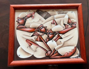 VINTAGE PUERTO RICO REISE-ERINNERUNGSSTÜCKE KUNST ACRYLGEMÄLDE SIGNIERT GERAHMT - Bild 1 von 11
