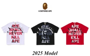 A Bathing Ape Men's Relaxed Fit T-Shirt 2025 Model SPRAY PRINT COLLEGE Motif JPN - Picture 1 of 9