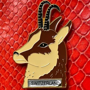 SWITZERLAND🇨🇭METAL FRIDGE MAGNET✅ALPINE GOAT SUISSE TOURISTIC TRIP SOUVENIR🎗 - Picture 1 of 4