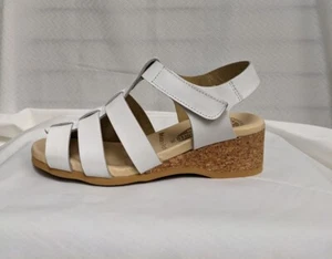Worishofer BEVERLY Women's WHITE leather Cork Wedge strap Sandal US 9 EU 40 - Picture 1 of 3