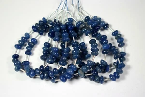 A++ Natural 5-6MM Blue Sapphire Rondelle Smooth Gemstone 4.5" Beads For Jewelry - Picture 1 of 8