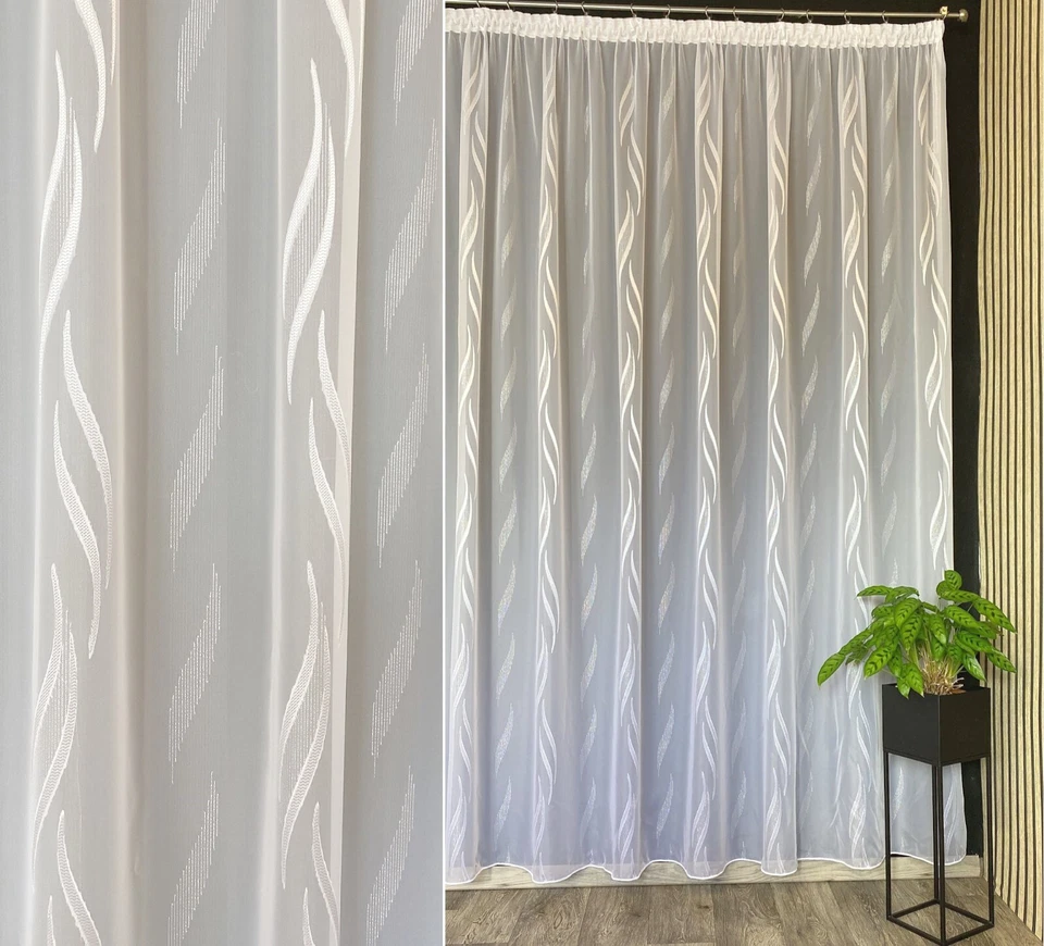 Gardinen Vorhang weiß mit Kräuselband Größe 115 Cm X 300 Cm