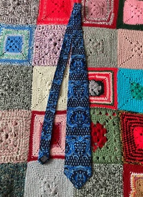 Gravata de seda vintage padrão barroco azul Gianni Versace - Imagem 1 de 4