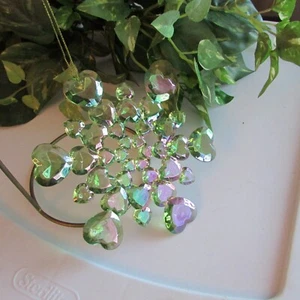 5" Kristall Stil Schneeflocke Ornament Aurora Borealis schillernd grün & gelb - Bild 1 von 3