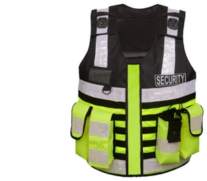 Sicherheitsweste Warn Weste Herren Einsatz Security Schutzweste Gelb Schwarz - Bild 1 von 6