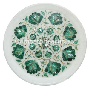 Platos de comedor con incrustaciones de marquetería de mármol blanco de 12" decoración ocasional del hogar - Imagen 1 de 1