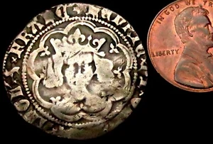 W831: Henry V Hammered Silver Medieval Groat - Frowning bust, no mullet. S.1764 - Picture 1 of 2