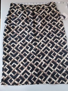Jaclyn Smith pencil Skirt size S pattern linen rayon nwt black tan zipper - Picture 1 of 6