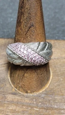 Anillo Judith Ripka de plata de ley .925 y circonita cúbica rosa pavé talla 11 Foto 1 de 4