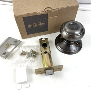 Schlage F10 GEO 620 Georgian Door Knob, Non Turning in Antique Pewter NEW - Picture 1 of 5