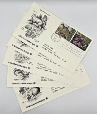 Longleaf Pine Forest Stamps / FDC First Day Issue Envelopes / Lot of 5 - Image 1 of 4