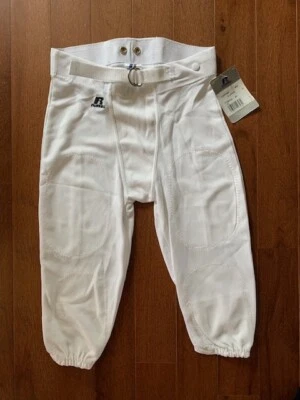 NEW White Youth XL No-Fly Football Pants w Snaps Belt NO PADS Russell F25PFWS - Image 1 of 3