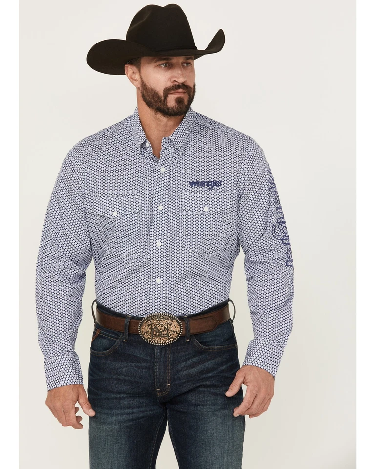 Wrangler Men's Geo Print Logo Long Sleeve Button-Down Western Shirt - Image 1 of 1