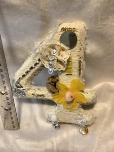 shabby chic ceramic wall number 9 inches tall. loaded with embellishments. - Picture 1 of 5