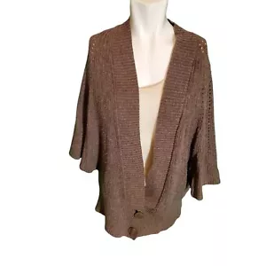 Cárdigan Suéter Moth Anthropologie Mezcla Lana Dolman Ala de Murciélago Marrón Brezo Talla L - Imagen 1 de 6