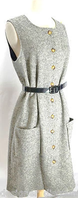 NUEVO NUEVO CON ETIQUETAS Orvis Tweed 100% Lana Poli Forrado Vaina Botón Corto Túnica Vestido TALLA 10 L Foto 1 de 4