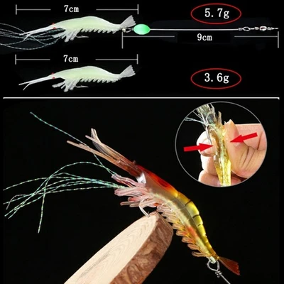 Leurres de pêche souples poids 6g 7 couleurs profil crevette véritable pour ba - Photo 1/4