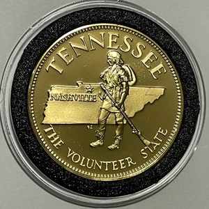 Tennessee State Proof Sammelmünze 24k Gold über Sterling Silber selten rund - Bild 1 von 18
