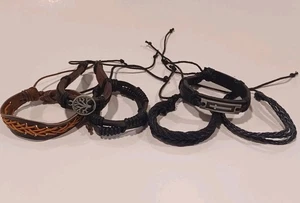 6 Echt Leder Armbänder Lebensbaum Kreuz schwarz braun - Bild 1 von 5
