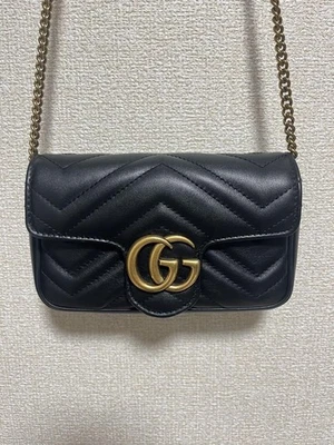 Auth GUCCI GG Marmont Mini Chain Shoulder Bag Crossbody Black Great condition - Image 1 of 4