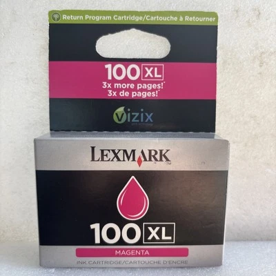 Lexmark #100XL High Yield Magenta Ink Cartridge 14N1070 Genuine New Sealed Box - Image 1 of 2