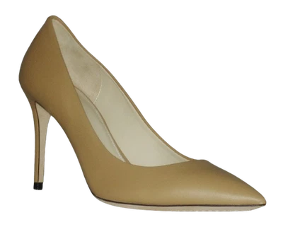 NEW THEORY Leather CITY Pump Women Size 40 / 9.5 Made In ITALY Dark Nude MRP$355 - Image 1 of 4