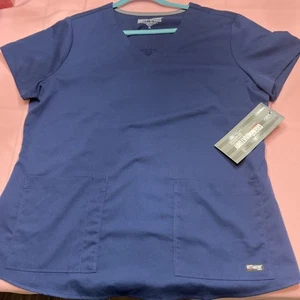 GRAYS ANATOMY SCRUB TOP / BY BARCO / NAVY BLUE / XL / NEW WITH TAGS / CHEAP /WOW - Picture 1 of 12