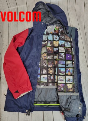 Volcom Stone Block Snowboard Jacket Men’s Size S Red Navy – G0651404  - Image 1 of 4