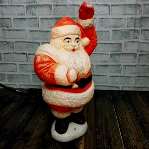 Vintage Weihnachtsmann winkt mit Geschenktüte Schulter Blasform Weihnachten Tischplatte - Bild 1 von 10