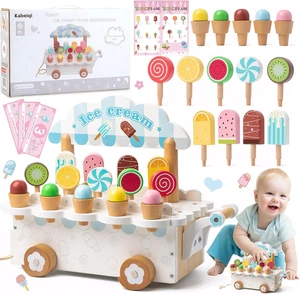 Gelateria Giocattolo per Bambini, Giochi in Legno Carretto Gelati Giocattolo, Ge - Foto 1 di 12