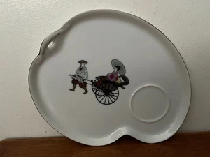 Vintage Arita Japan MCM Rikscha Rikisha Muster Snack Tee Set Teller Porzellan - Bild 1 von 5