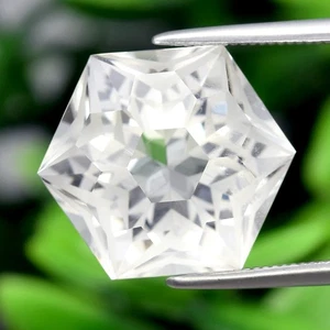 π 7.30ct 14x12.2mm VS Hexagon Natural White Quartz - Brazil Gemstone - Picture 1 of 4