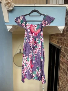 Monsoon Purple Floral Party Wedding Swing Dress Occasion Girl Size 12-13 - Picture 1 of 8