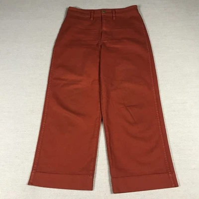 Pantalones recortados Madewell ajustados Emmett pierna ancha para mujer 27 cintura alta naranja quemado Foto 1 de 4