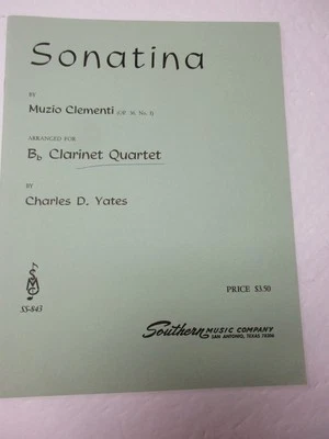 Muzio Clementi Sonatina Arranged for B Flat Clarinet Quartet Sheet Music Souther - Image 1 of 4