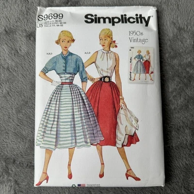Simplicity S9699 1950s Vintage Blouse Skirt Jacket Sewing Pattern Size 16-24 - Image 1 of 4