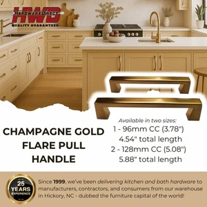 Champagne Bronze Gold Cabinet Pulls *Flare Collection* Kitchen Bath Handle Knobs - Picture 1 of 13