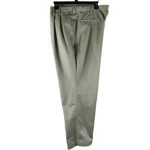 Izod American Chino Adjustable Waist Tan Cotton Pants 46x32 Pleated - Picture 1 of 13
