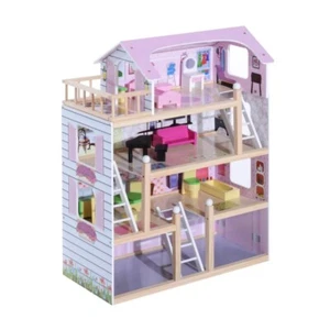 Casa delle Bambole per Bambini 3+ Anni in Legno di Pino e MDF a 4 Piani con... - Foto 1 di 9