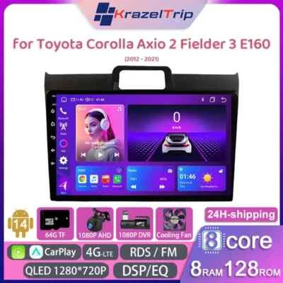 8 Core QLED Car Radio for Toyota Corolla Axio 2 Fielder 3 E160 2012-2021 Carplay - Image 1 of 4