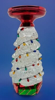 Bath & Body Works Christmas Tree Water  Globe Pedestal 3-Wick Candle Holder - Image 1 of 4