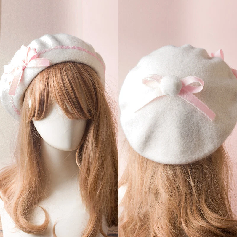 Mujeres Lolita Boina Gorra Pintor Sombrero Cálido Arco Borde Japonés Lindo Dulce Invierno NUEVO Foto 1 de 4