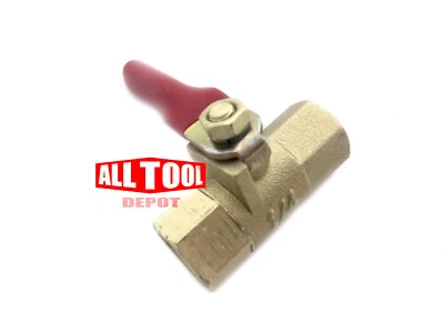 1/4" Female NPT Brass Ball Valve Water Moisture Air Tank Drain Shut Off - Image 1 of 2