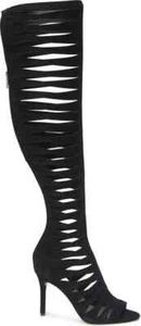 NEW VINCE CAMUTO Chaendra Strappy black suede Leather Tall Boots size 5.5 - Picture 1 of 7